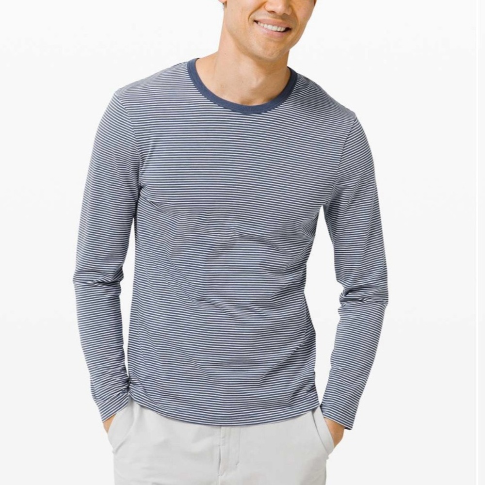 Lululemon Men’s 5 Year Basic Long Sleeve Shirt Size XL Striped Athleisure Casual